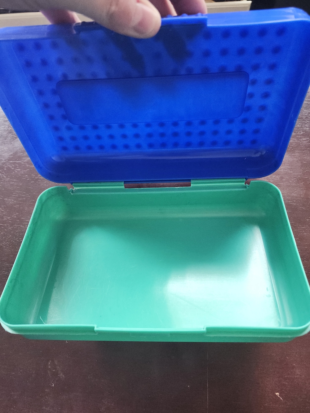 Vintage Spacemaker Pencil Box Navy/Mint Plastic Storage Case Y2K 90s